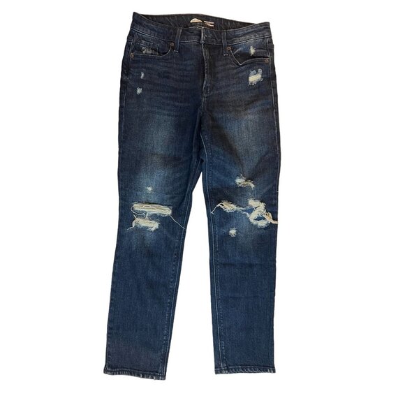 Old Navy Power Straight High Rise Jeans Distressed Secret Slim Pockets Blue W30 - Picture 1 of 9